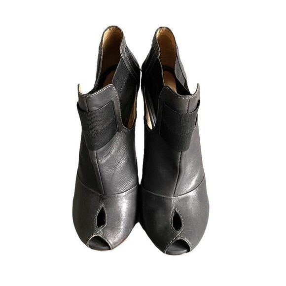 𝅺L.A.M.B by Gwen Stefani Leather Peep Toe High Heel Ankle Boots Grey 10 - Picture 2 of 11